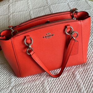 Coach Vibrant Orange Hand Bag with Crossbody strap